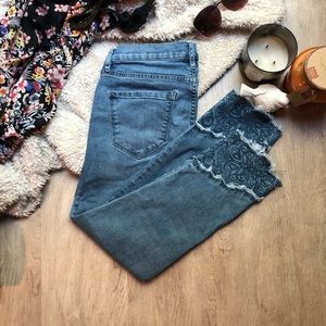 Size 6 Cropped Jeans with embroidery detail